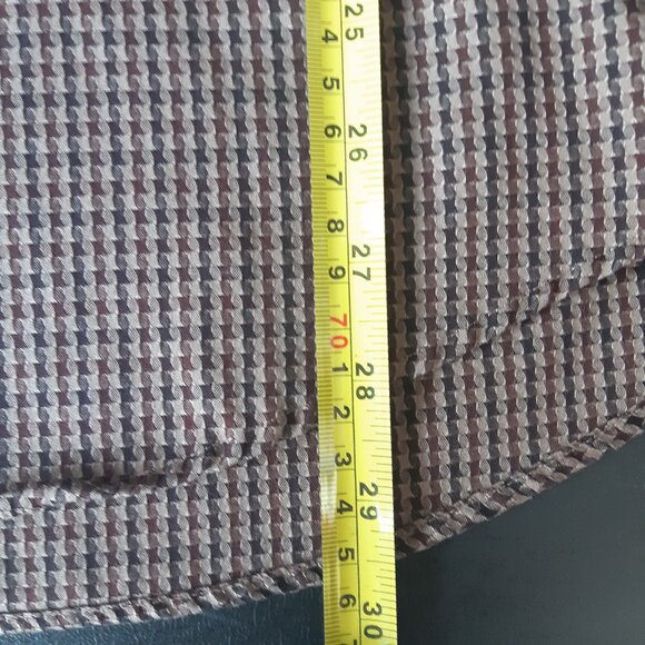 ALFRED SUNG SZ M Houndstooth Check 100% Cotton Men's Brown Button Up Shirt - Picture 11 of 12